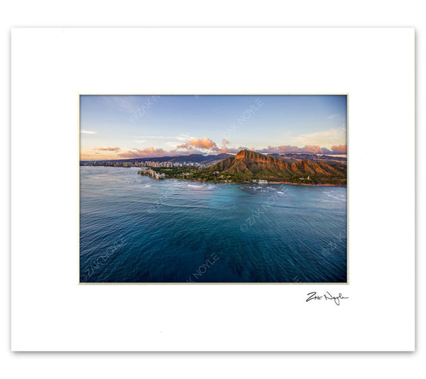 Aerial photography of Diamond Head during sunset