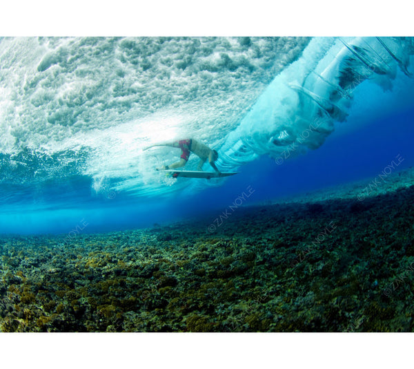 Photo of Surfer Ducking under a wave