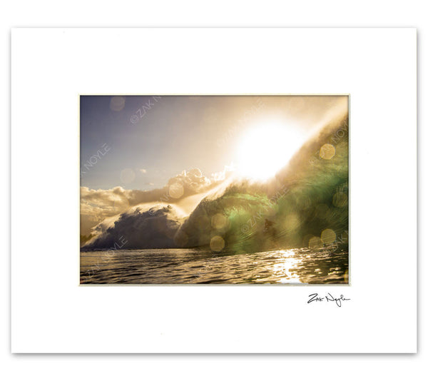 Zak Noyle photo of a surfer at pipeline during sunset