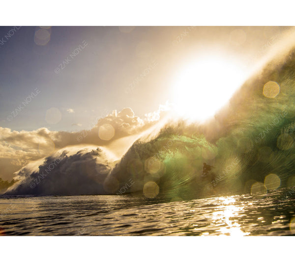 Image of a surfer at pipeline on the North Shore of Hawaii