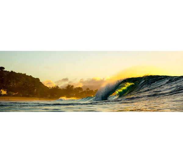 Photo of a barreling wave on the North Shore of Oahu