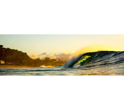 Photo of a barreling wave on the North Shore of Oahu