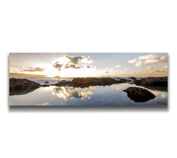 Sunset image of Shark's Cove on the North Shore of Oahu