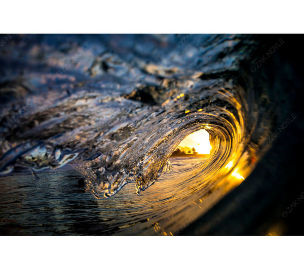 Surf photography in the barrel at Sandy's Beach
