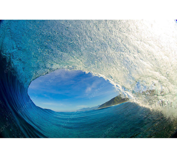 Image from inside the barrel of a wave in Tahiti